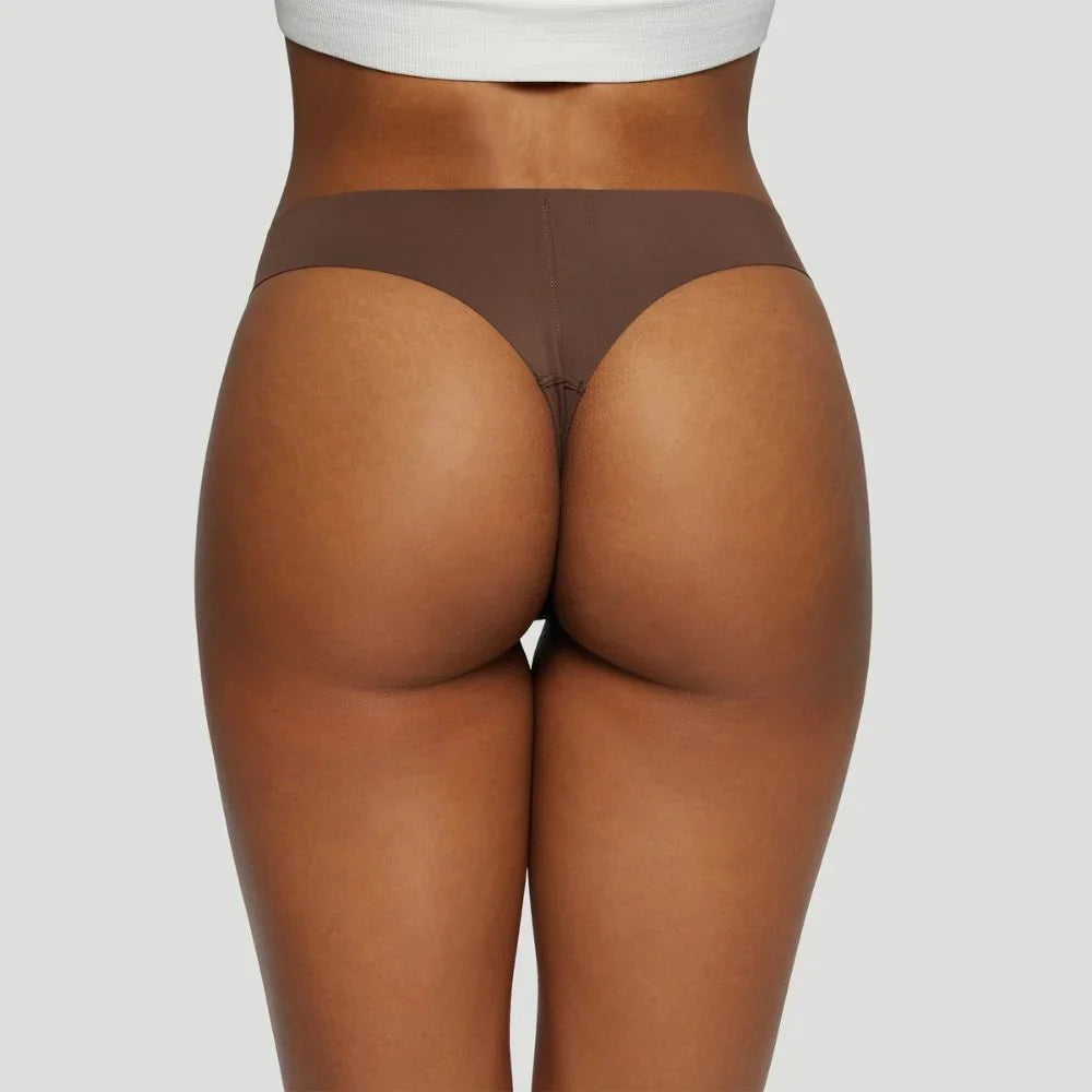 Tanga de talle medio marrón (Lote de 3)